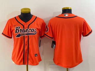 Denver Broncos Blank Orange With Patch Cool Base Stitched Baseball Jersey(Run