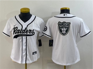 Oakland Raiders White Team Big Logo With Patch Cool Base Stitched Baseball