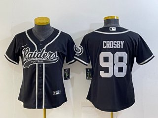 Las Vegas Raiders #98 Maxx Crosby Black With Patch Cool Base Stitched Baseball