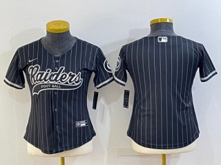 Las Vegas Raiders Black With Patch Cool Base Stitched Baseball Jersey(Run
