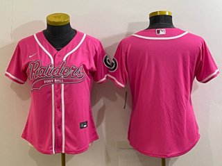 Las Vegas Raiders Blank Pink With Patch Cool Base Stitched Baseball Jersey(Run
