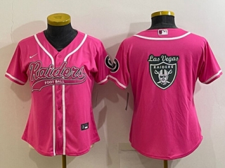 Las Vegas Raiders Pink Team Big Logo With Patch Cool Base Stitched Baseball