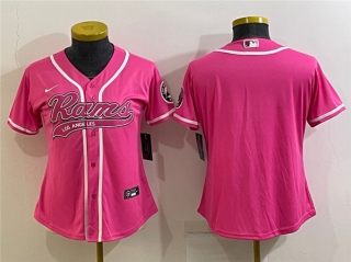 Los Angeles Rams Blank Pink With Patch Cool Base Stitched Baseball Jersey(Run