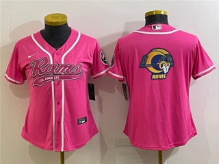 Los Angeles Rams Pink Team Big Logo With Patch Cool Base Stitched Baseball