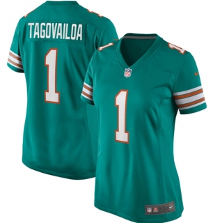 Miami Dolphins #1 Tua Tagovailoa Aqua Color Rush Stitched Jersey(Run Small)