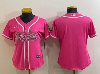 Miami Dolphins Blank Pink With Patch Cool Base Stitched Baseball Jersey(Run