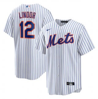 New York Mets White #12 Francisco Lindor Cool Base Stitched MLB Jersey