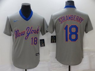 New York Mets #18 Darryl Strawberry Grey Stitched Baseball Jersey