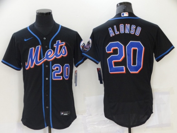 New York Mets #20 Pete Alonso Black Flex Base Stitched Jersey