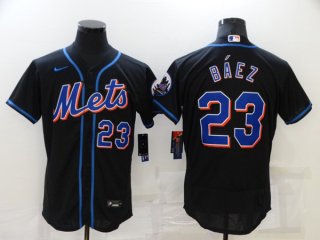 New York Mets #23 Javier Báez Black Flex Base Stitched Jersey