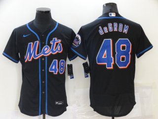 New York Mets #48 Jacob DeGrom Black Flex Base Stitched Jersey
