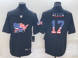 Buffalo Bills #17 Josh Allen Black USA Flag Limited Stitched Jersey