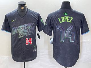 Tampa Bay Rays #14 Black 2024 City Connect Graphic jersey 3