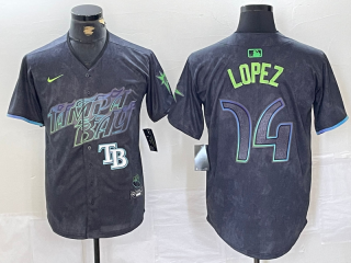 Tampa Bay Rays #14 Black 2024 City Connect Graphic jersey 4