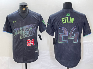 Tampa Bay Rays #24 Black 2024 City Connect Graphic jersey 3