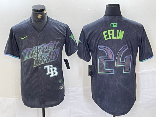 Tampa Bay Rays #24 Black 2024 City Connect Graphic jersey 4