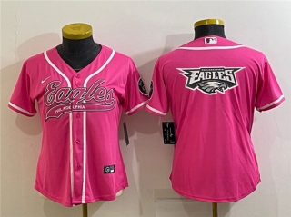 Philadelphia Eagles Pink Team Big Logo With Patch Cool Base Stitched Baseball