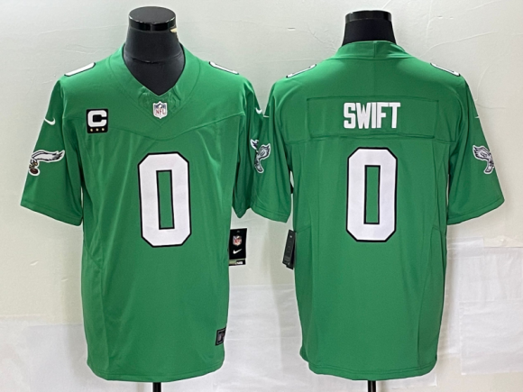 Philadelphia Eagles #0 Swift Green C patch F.U.S.E. Vapor Untouchable Stitched
