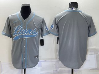 Detroit Lions Blank Gray Cool Base Stitched Baseball Jersey