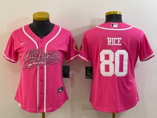 San Francisco 49ers #80 Jerry Rice Pink With Patch Cool Base Stitched Baseball