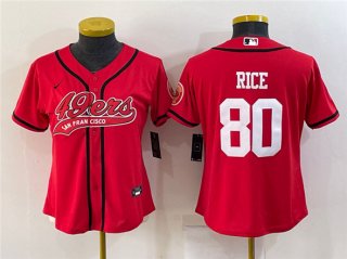 San Francisco 49ers #80 Jerry Rice Red With Patch Cool Base Stitched Baseball