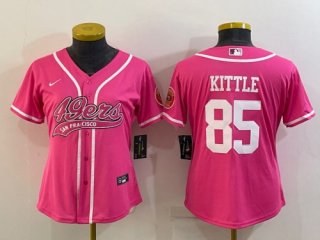 San Francisco 49ers #85 George Kittle Pink With Patch Cool Base Stitched
