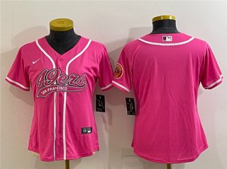 San Francisco 49ers Blank Pink With Patch Cool Base Stitched Baseball Jersey(Run