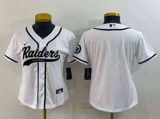 Oakland Raiders Blank White With Patch Cool Base Stitched Baseball Jersey(Run