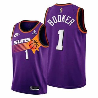 Men's Phoenix Suns #1 Devin Booker Purple Stitched Basketball Jersey