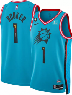 Phoenix Suns #1 Devin Booker Blue 2022-23 City Edition With NO.6 Patch Stitched