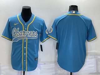 Los Angeles Chargers Blank Blue Cool Base Stitched Baseball Jersey