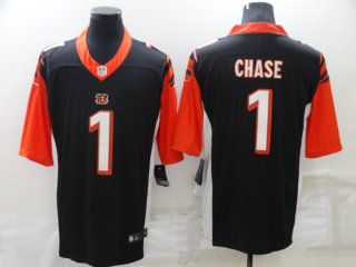 Cincinnati Bengals #1 Ja'Marr Chase 2021 NFL Draft Black Vapor Limited Stitched