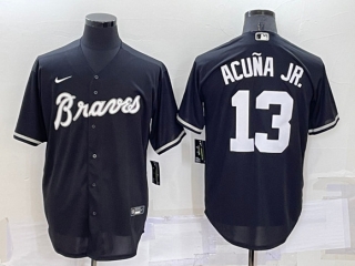 Atlanta Braves #13 Ronald Acuña Jr. Black Cool Base Stitched Baseball Jersey