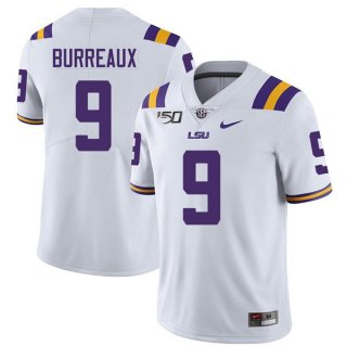 Men's LSU Tigers #9 Joe Burreaux White With 150th Patch Limited Stitched NCAA Jersey