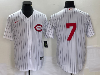 Cincinnati Reds #7 Spencer Steer White Field Of Dreams Stitched Baseball Jersey