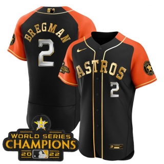 Houston Astros #2 Alex Bregman 2023 Black Gold V2 Alternate Flex Base Stitched