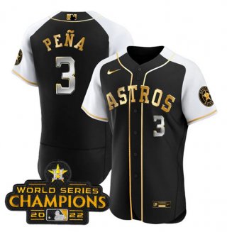 Houston Astros #3 Jeremy Peña 2023 Black Gold Alternate Flex Base Stitched Baseball
