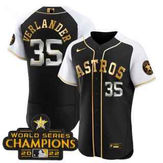 Houston Astros #35 Justin Verlander 2023 Black Gold Alternate Flex Base Stitched