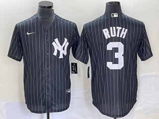 New York Yankees #3 Babe Ruth Black Cool Base Stitched Baseball Jersey