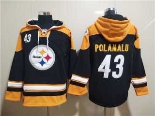 Pittsburgh Steelers #43 Troy Polamalu Black Ageless Must-Have Lace-Up Pullover