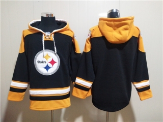 Pittsburgh Steelers Bank Black Ageless Must-Have Lace-Up Pullover Hoodie