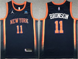 New York Knicks #11 Jalen Brunson Navy 2023 Statement Edition Stitched Basketball
