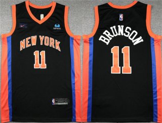 New York Knicks #11 Jalen Brunson Black Stitched Basketball Jersey