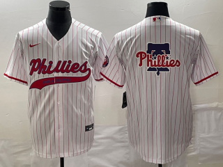 hiladelphia Phillies White Team Big Logo Cool Base Stitched Baseball Jersey
