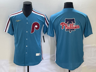 Philadelphia Phillies Blue Team Big Logo Cool Base Stitched Jersey