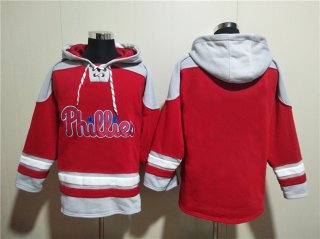 Philadelphia Phillies Blank Red Ageless Must-Have Lace-Up Pullover Hoodie