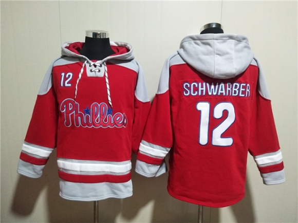 Philadelphia Phillies #12 Kyle Schwarber Red Ageless Must-Have Lace-Up Pullover