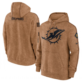 Miami Dolphins 2023 Brown Salute To Service Pullover Hoodie