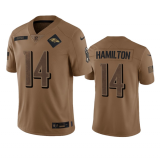 Baltimore Ravens #14 Kyle Hamilton 2023 Brown Salute To Service Limited Jersey
