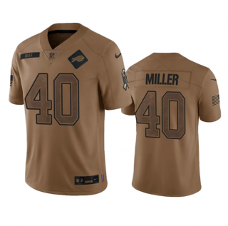 Buffalo Bills #40 Von Miller 2023 Brown Salute To Service Limited Stitched Jersey